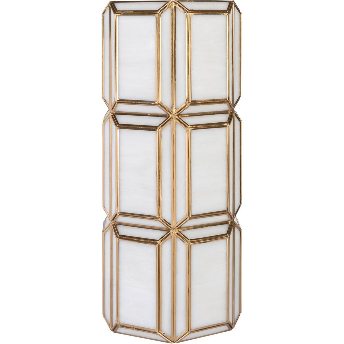 Photophore en verre et laiton antique laiton antique et blanc opalin, RECOLLECTION
