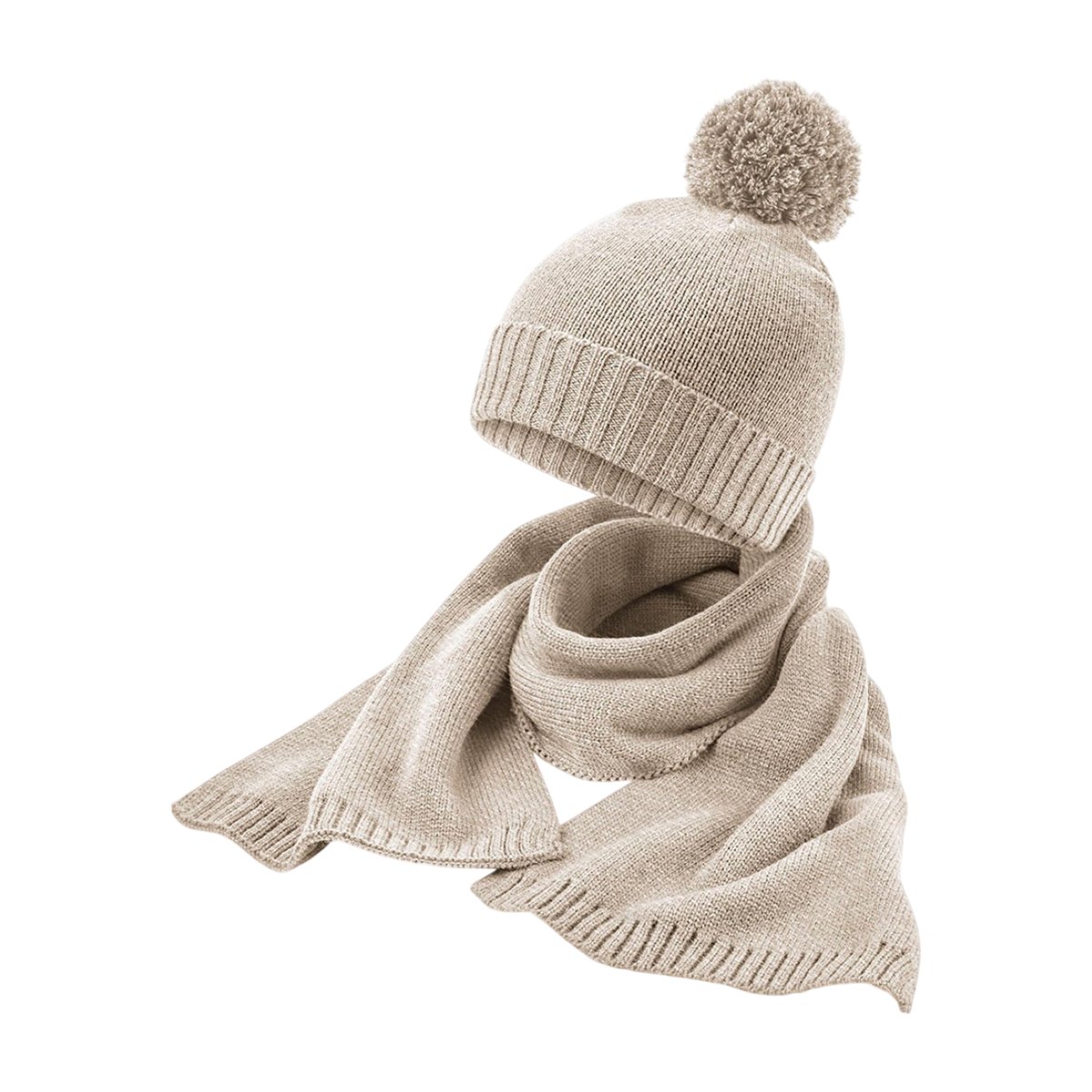 Ensemble écharpe et bonnet blanc cassé tacheté, BEECHFIELD