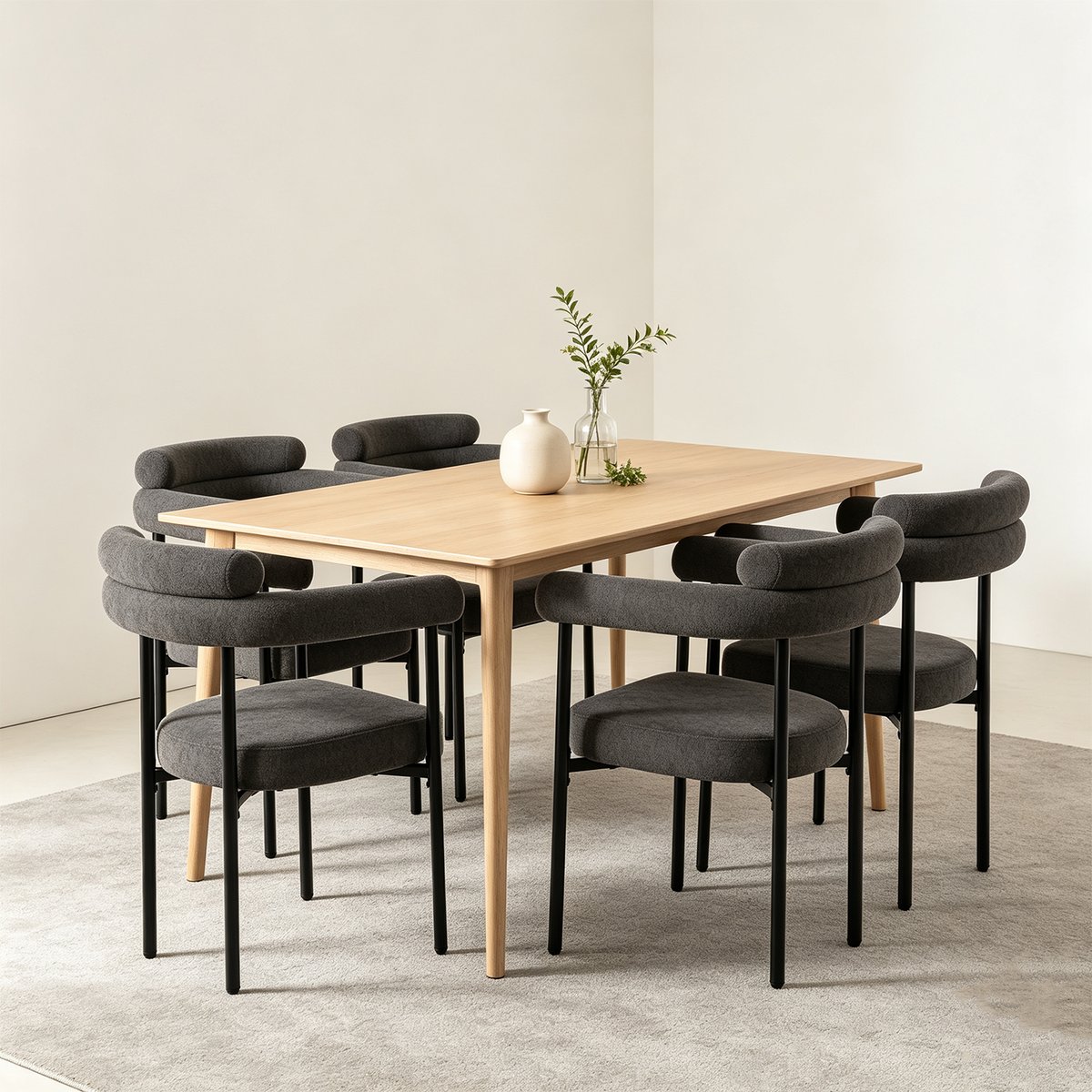 Lot de 4 chaises de salle à manger modernes en tissu, AKANJIB gris, MEUBLES COSY