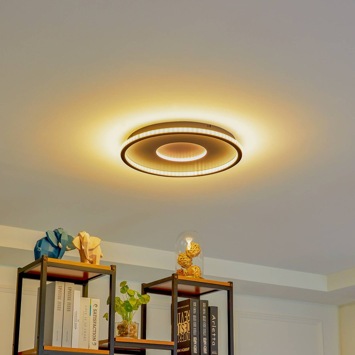 Plafonnier LED, Edenia blanc, noir, LINDBY