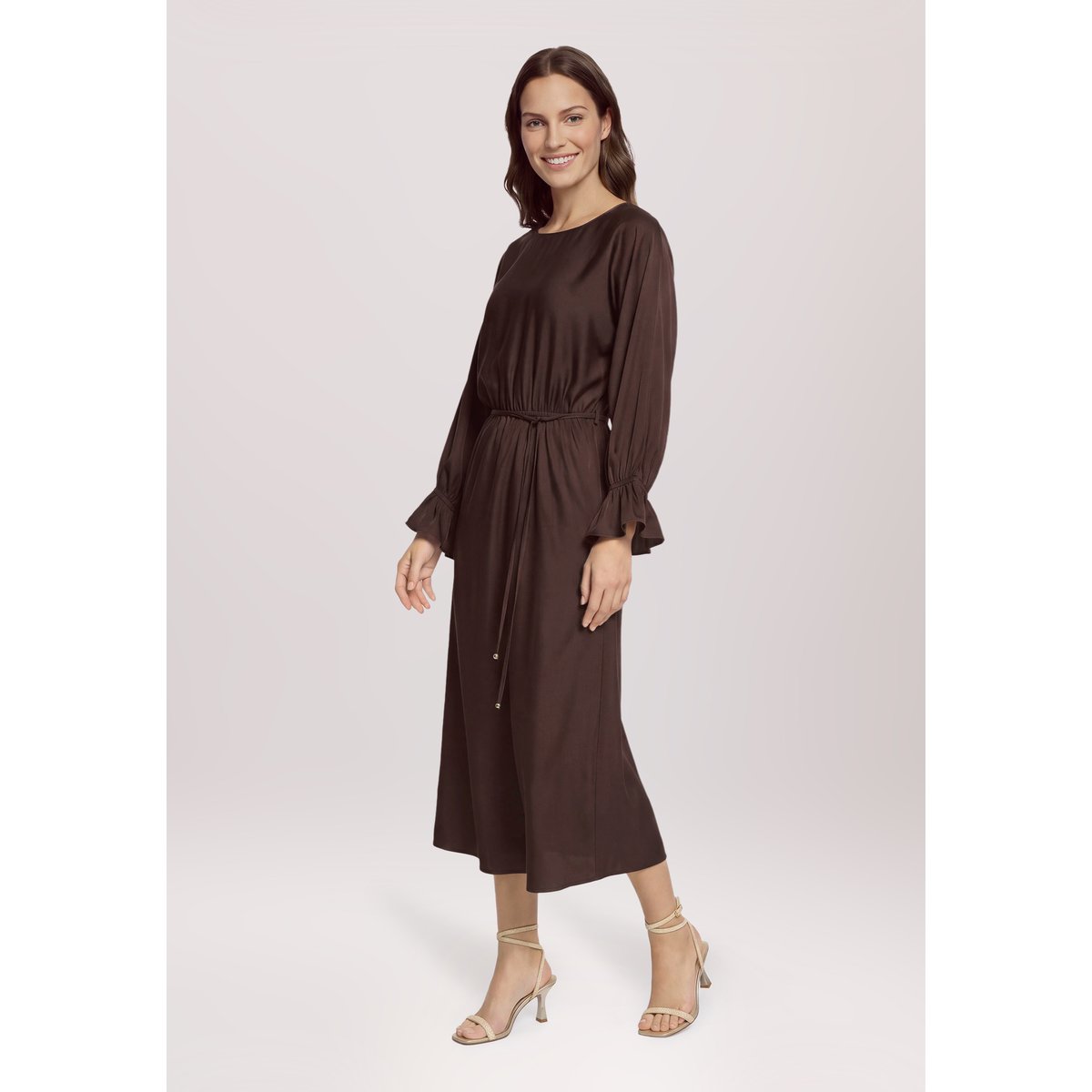Robe de cocktail à encolure bateau espresso brown, VERA MONT