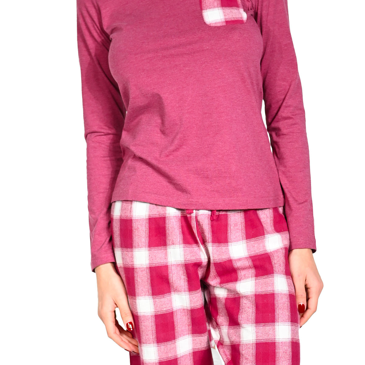 Pyjama pantalon femme en jersey MYRIAM aubergine, SENSEI MAISON