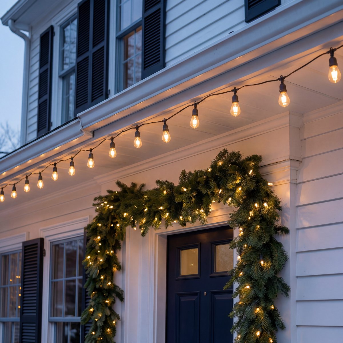 Guirlande lumineuse flamme d'extérieur 5,1 m 8 LED blanc chaud sur secteur noir, FEERIC LIGHTS & CHRISTMAS