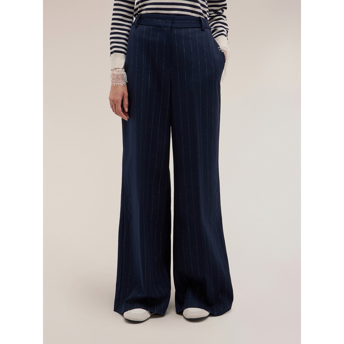 Pantalon palazzo à rayures bleu, MOTIVI