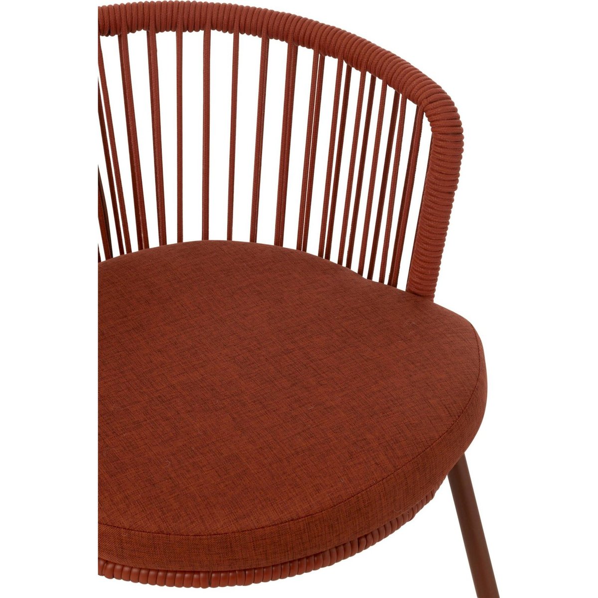 Chaise dossier enveloppant en corde et acier rouge, RECOLLECTION
