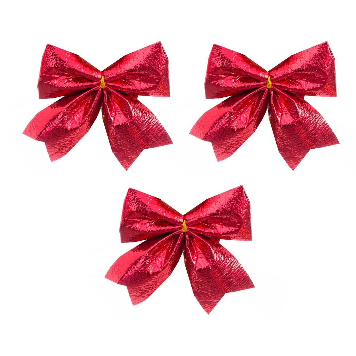 Set de 3 noeuds rouges pour décoration sapin de Noël 10cm rouge, WADIGA