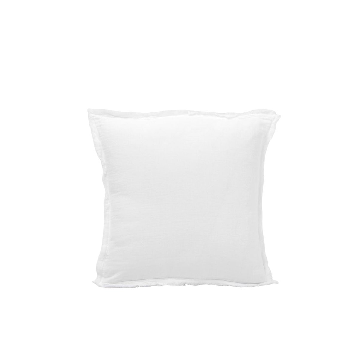 Lot De 2 Taies D'Oreiller en Gaze de coton lavé finition frangée, 30x40 cm LOU blanc coton, MADURA