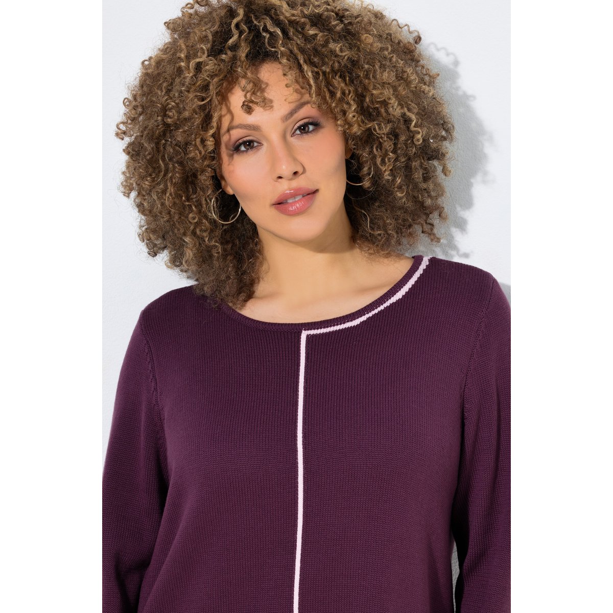Pull col rond et manches longues brun nougat, ULLA POPKEN