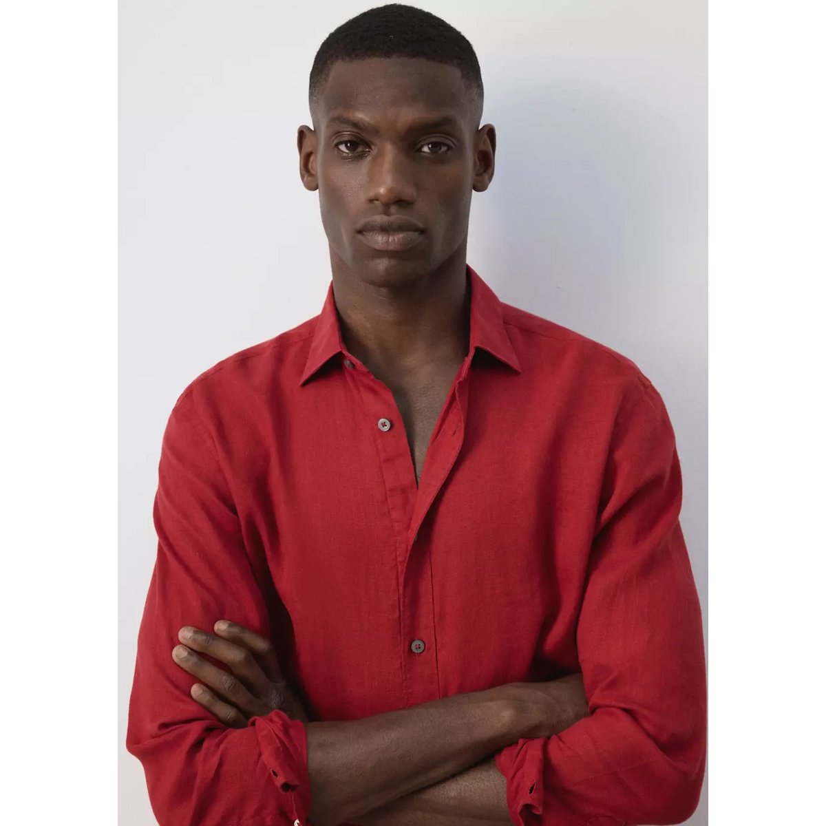Chemise 100 % lin regular-fit rouge, MANGO MAN