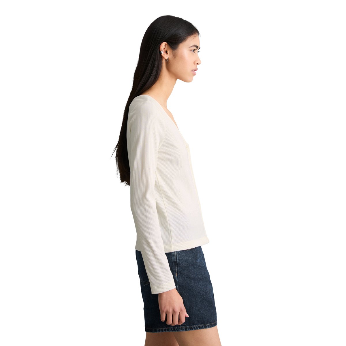 Pointelle-Cardigan slim en mélange de coton bio blanc, MARC O’POLO DENIM