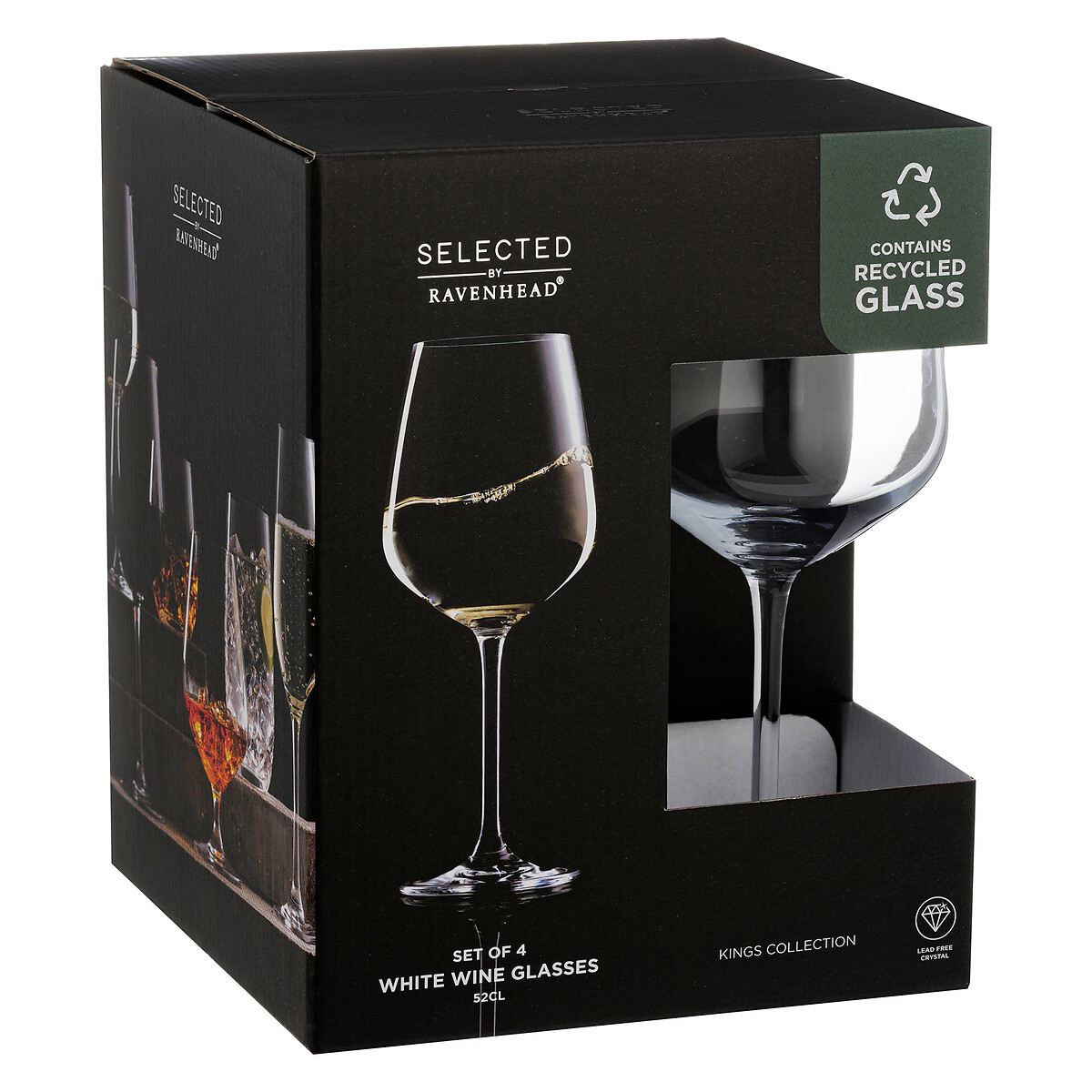 Set of 4 Kings White Wine Glasses glass, RAVENHEAD