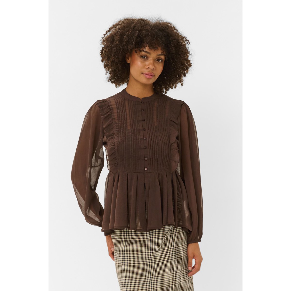 Chemise à manches longues marron coffee bean, CULTURE