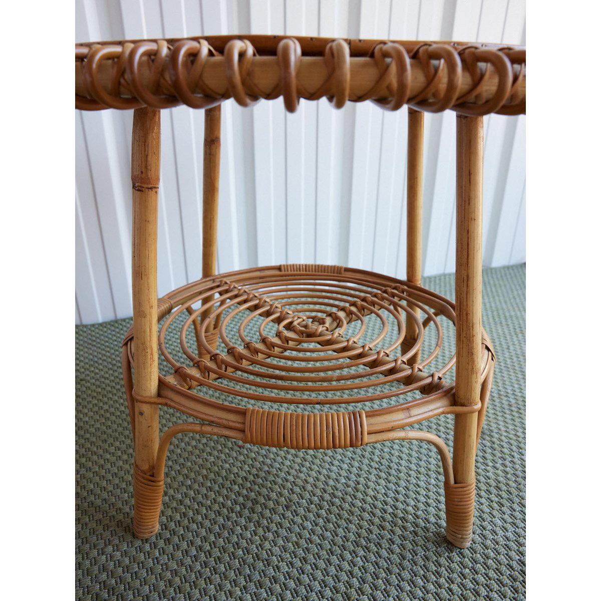 Table basse en rotin italien Léonie N°1576 - Bon état bois clair, DEBONGOUT
