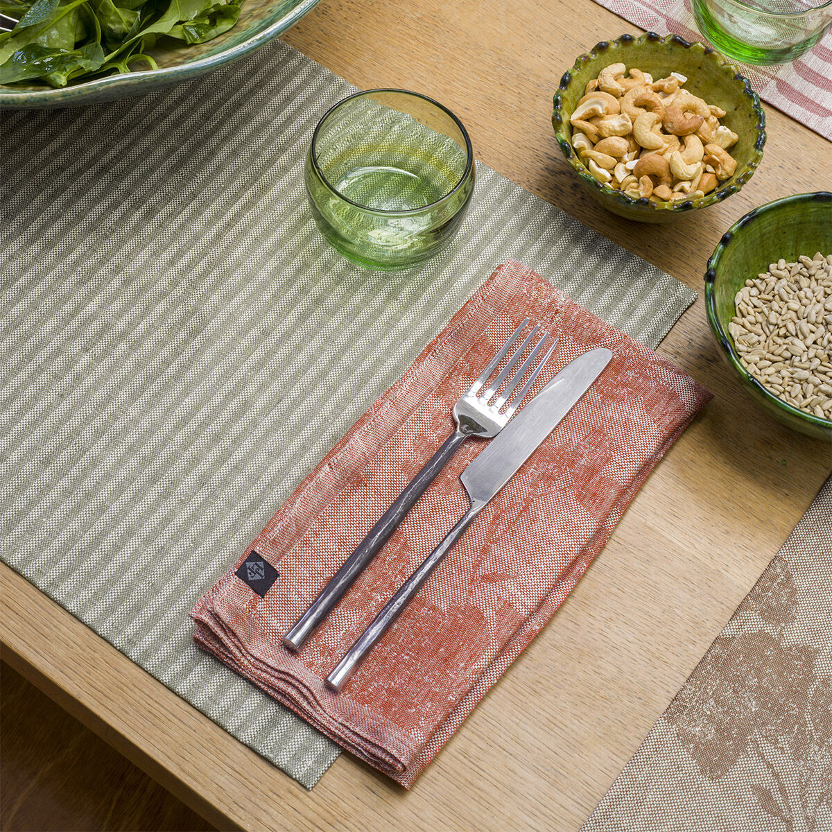 Serviette de table Casual Lin terre cuite, LE JACQUARD FRANCAIS