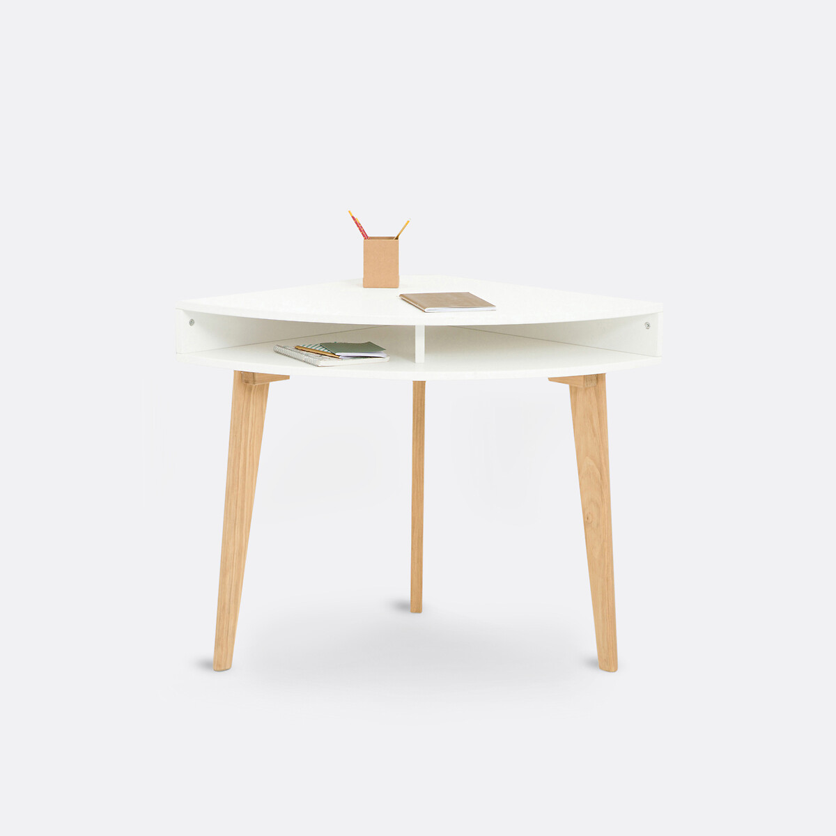 Escritorio consola de ángulo, Grimsby blanco/madera, LA REDOUTE INTERIEURS