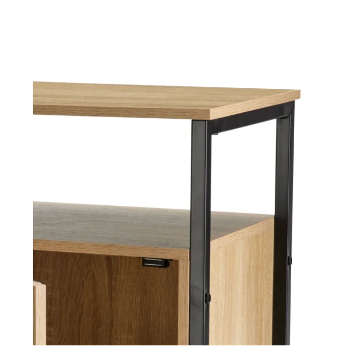 Table de chevet bois et métal noir avec placard 43x33x55cm bois, WADIGA