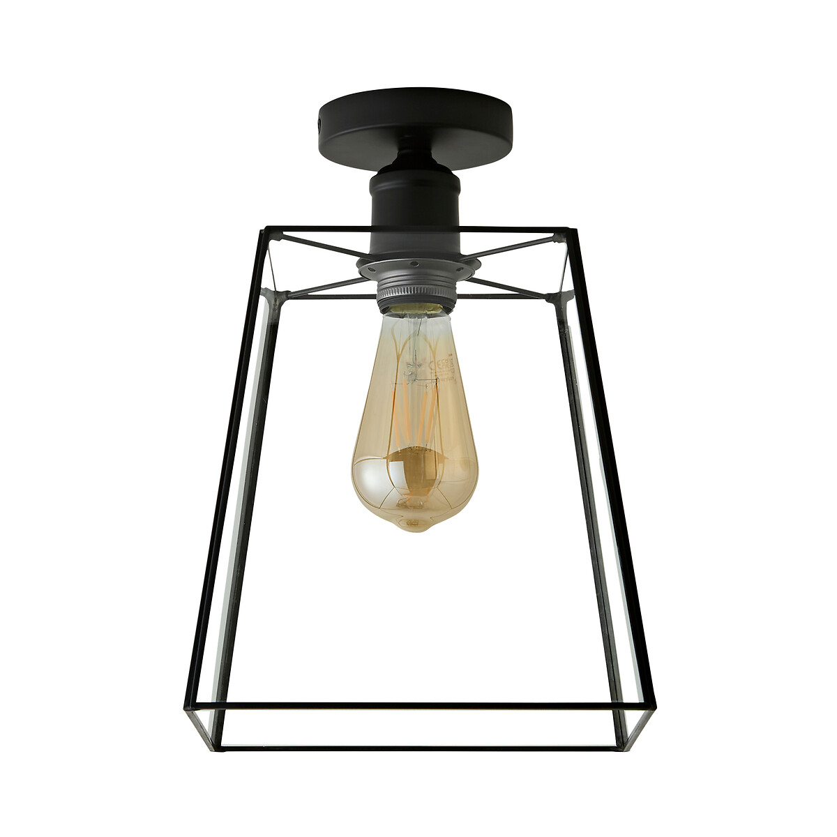 Sylvia Lantern Flush Ceiling Light matt black, SO'HOME