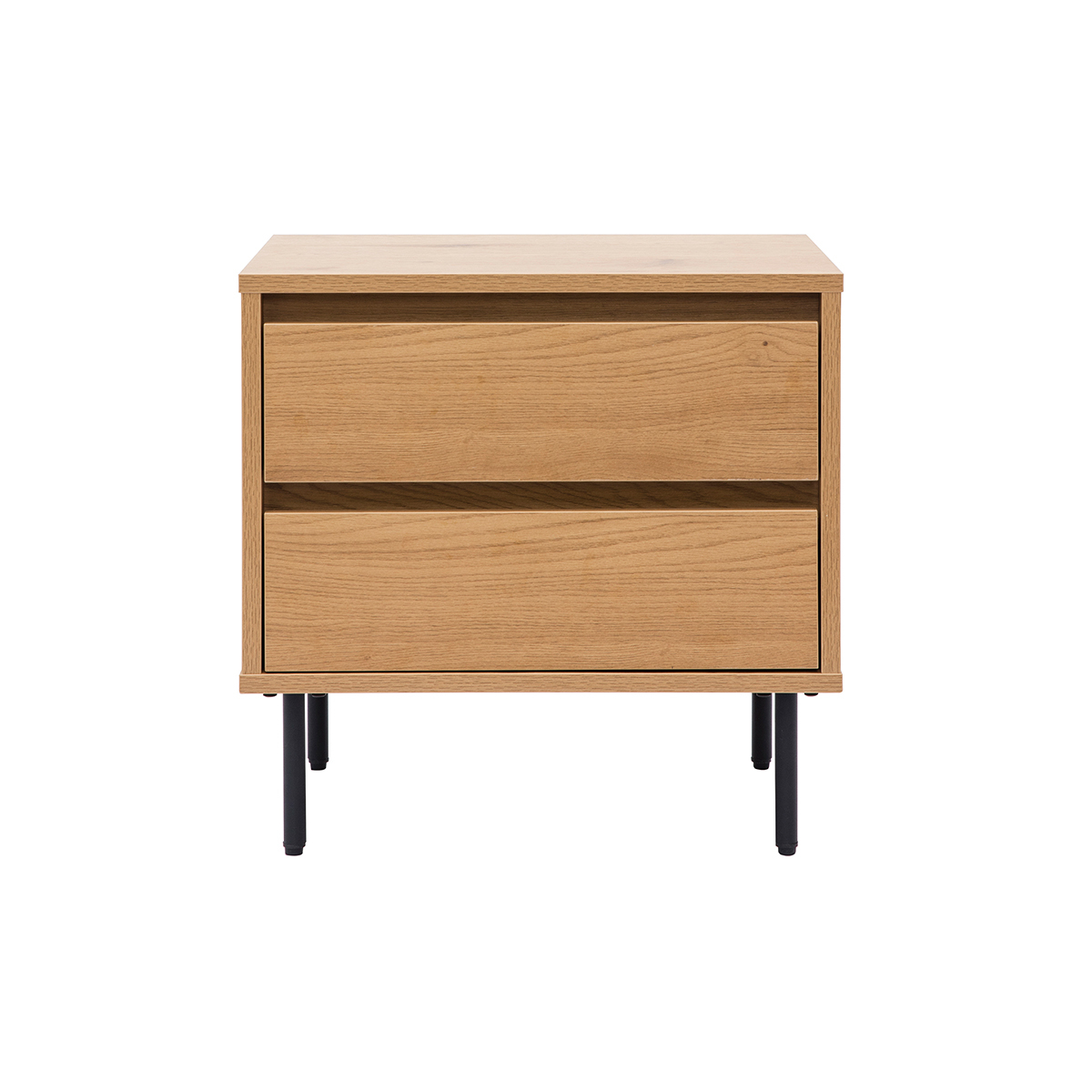 Table de chevet avec rangements 2 tiroirs finition bois clair chêne ARAGON chêne clair, MILIBOO