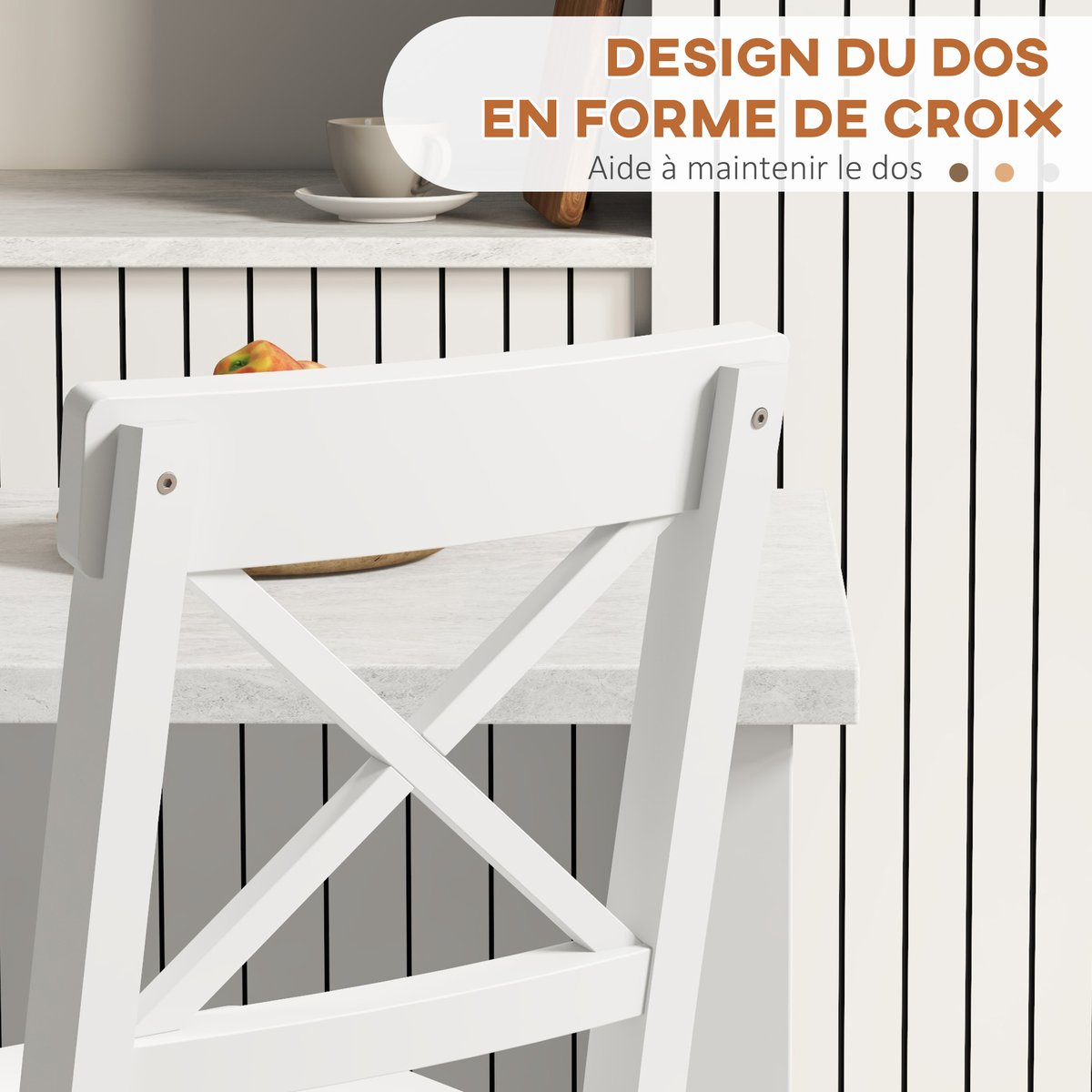 Tabouret de bar Bois de pin Blanc blanc, HOMCOM