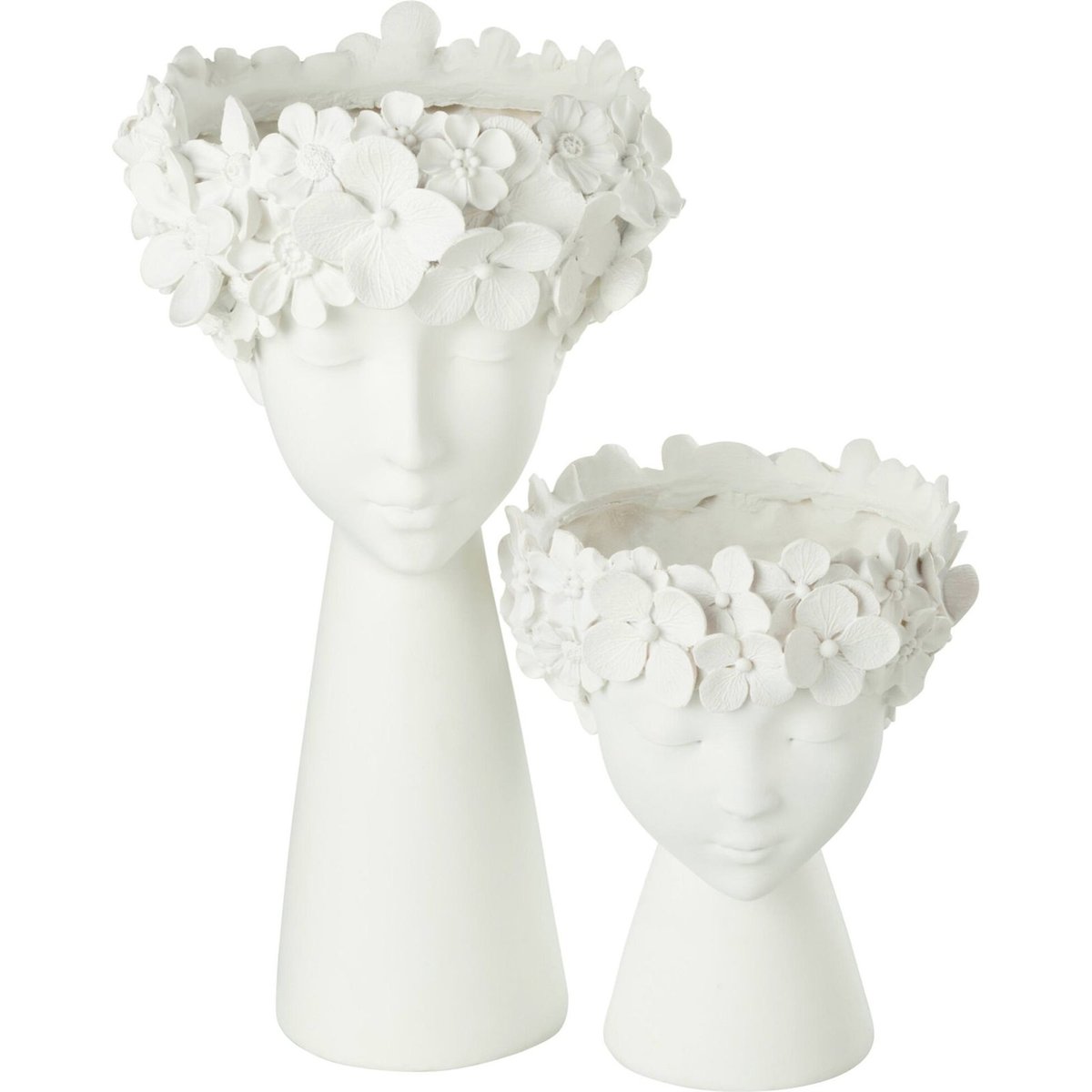 Cache-pot visage fleuri blanc, RECOLLECTION