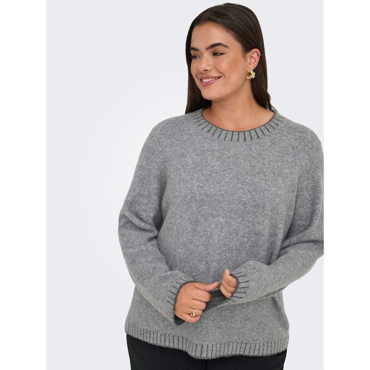 Pull En Maille medium grey melange, ONLY CARMAKOMA