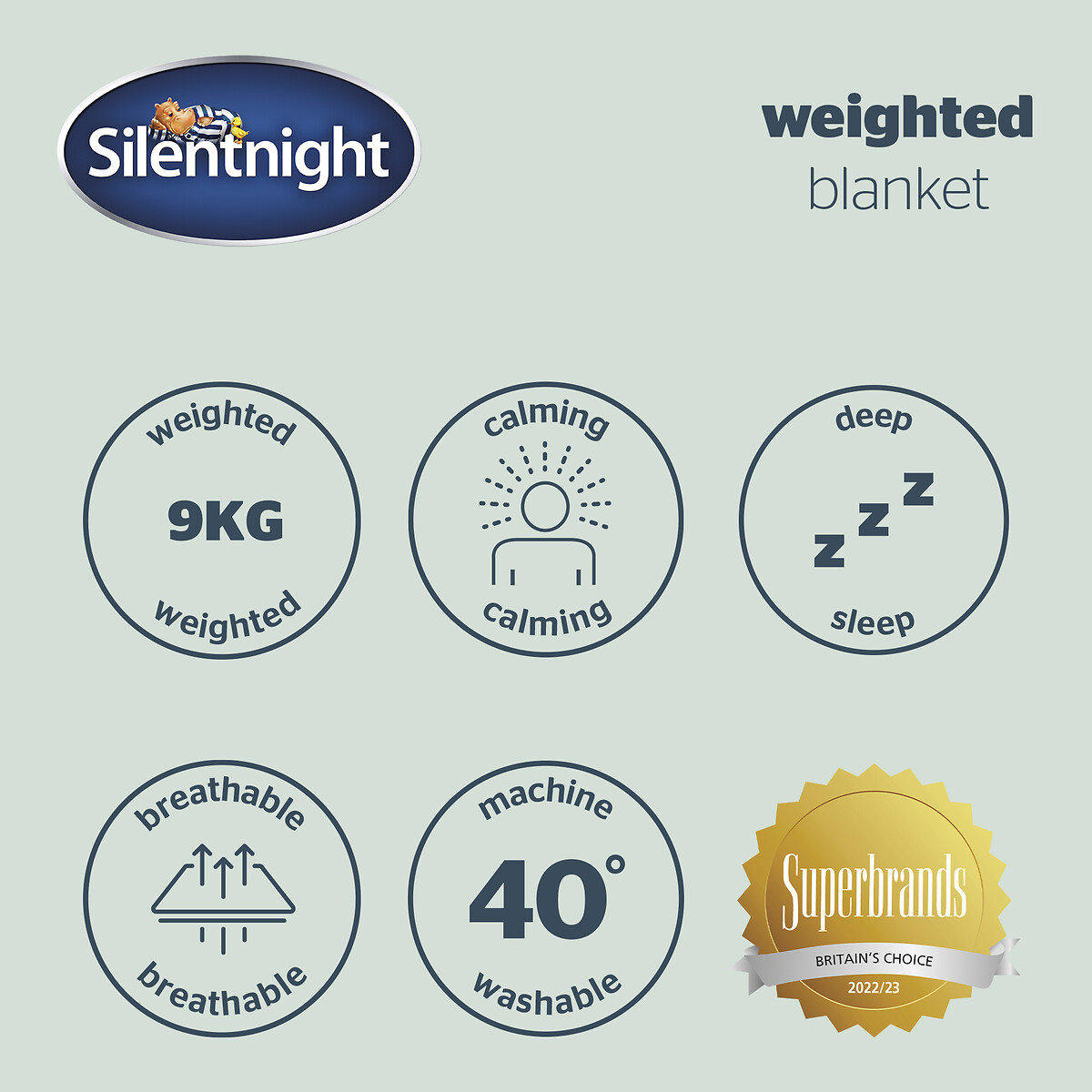 Weighted Blanket 9Kg grey, SILENTNIGHT