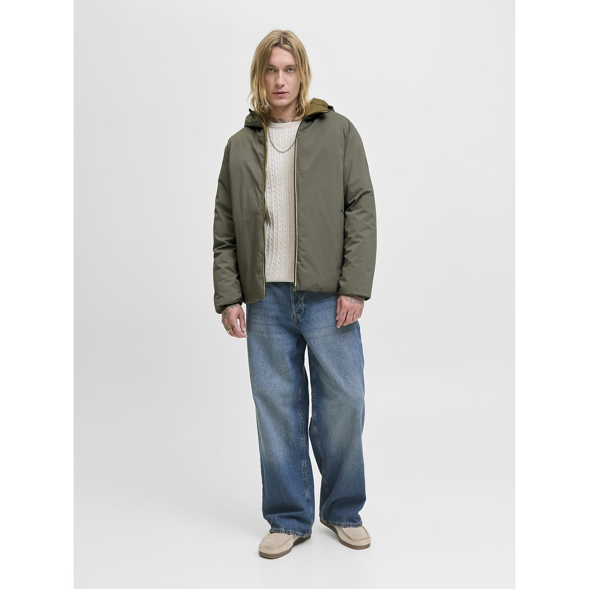 Manteau double fonction réversible olive, JACK & JONES