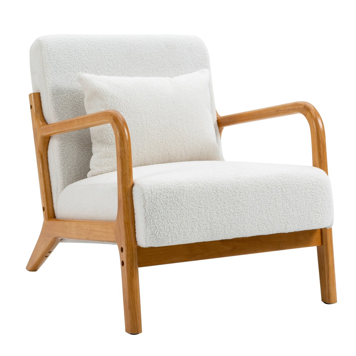 Fauteuil de salon en bois massif, OHAMA blanc cassé, NORDLYS