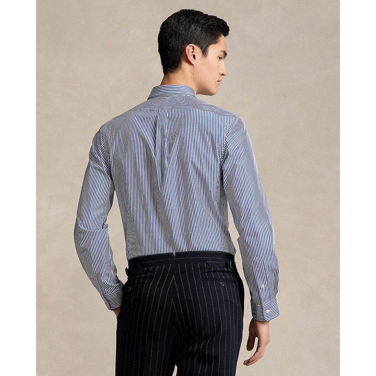 Slim-Fit-Hemd aus Stretch-Popeline weiss/blau, POLO RALPH LAUREN