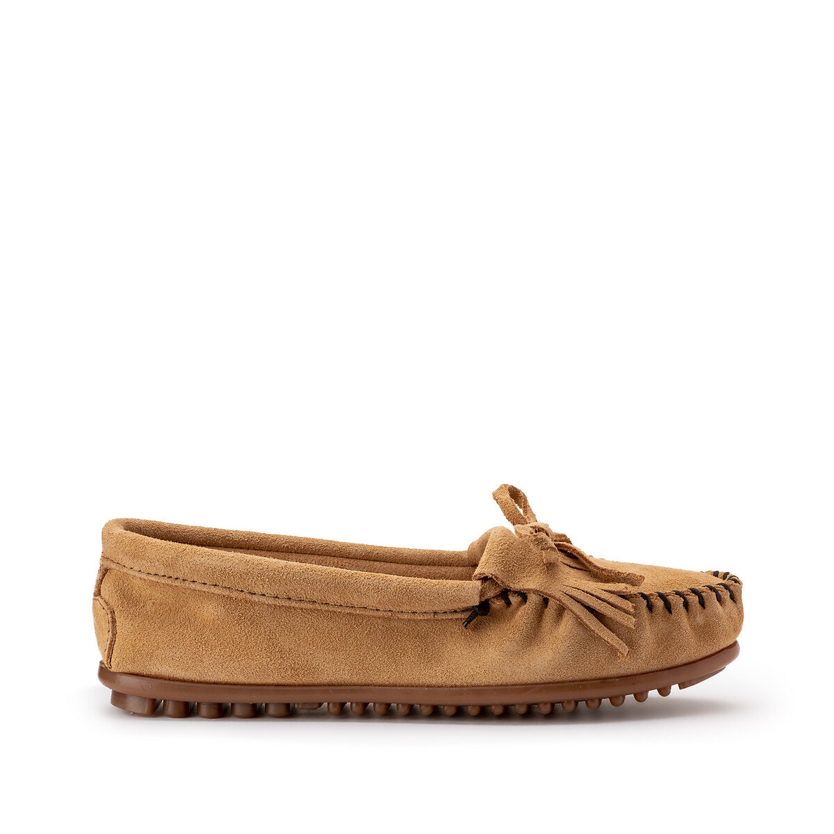 Derbies En Cuir Semelle Picot Classic Heritage taupe, MINNETONKA