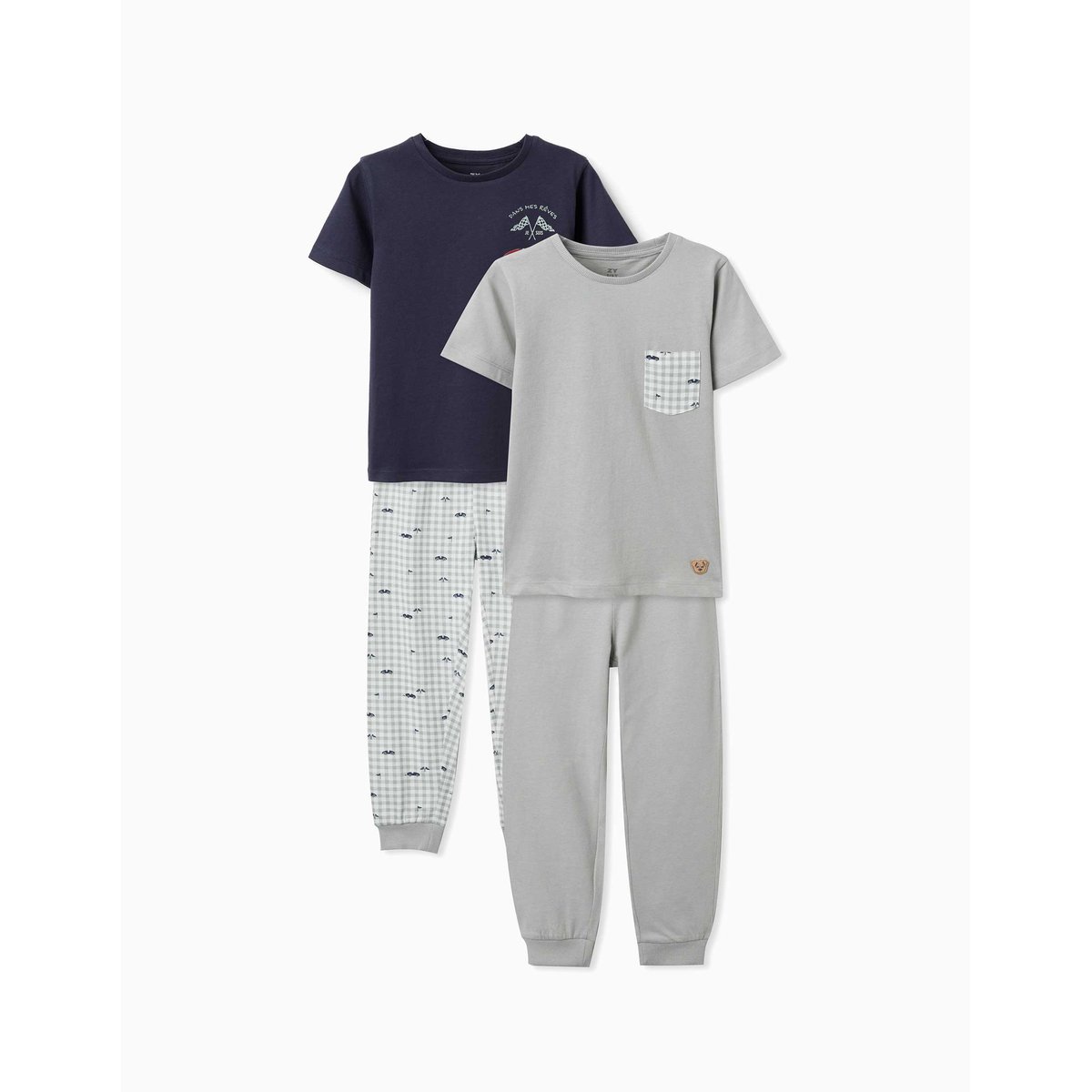 Lot de 2 pyjamas à manches courtes en coton avec imprimés voitures multicolore, ZIPPY