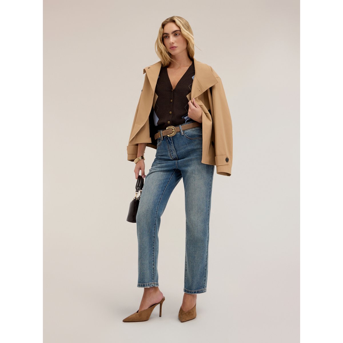 Jean regular taille haute avec détail strass light - blue, MOTIVI