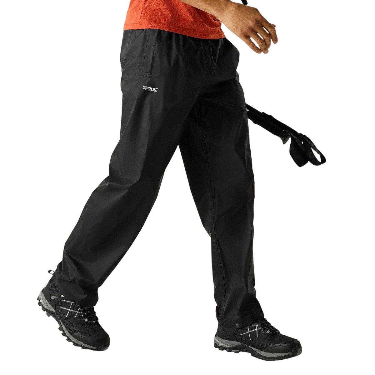 Pantalon imperméable uni à taille élastiquée noir, REGATTA