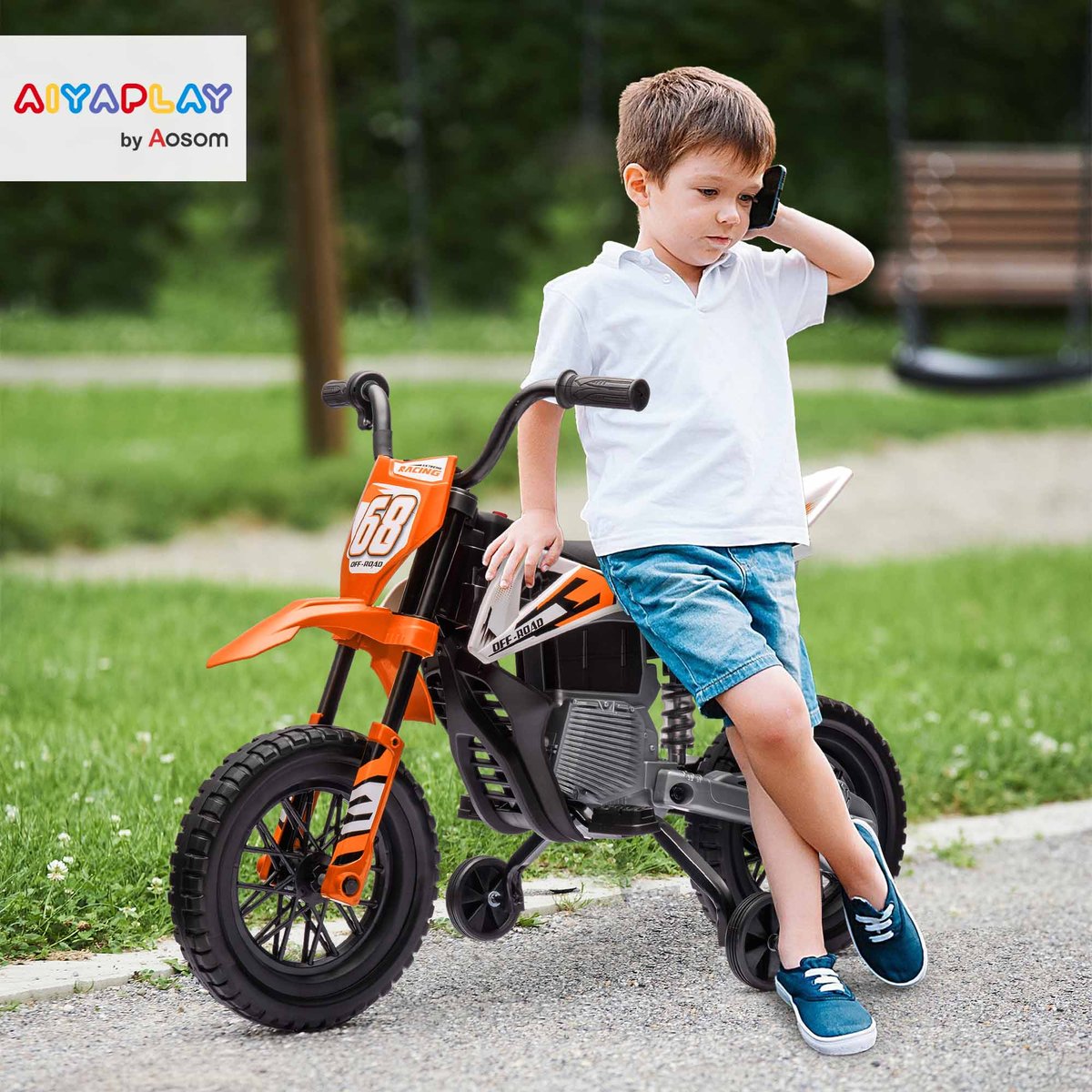 Moto électrique à conducteur assis PP orange, AIYAPLAY