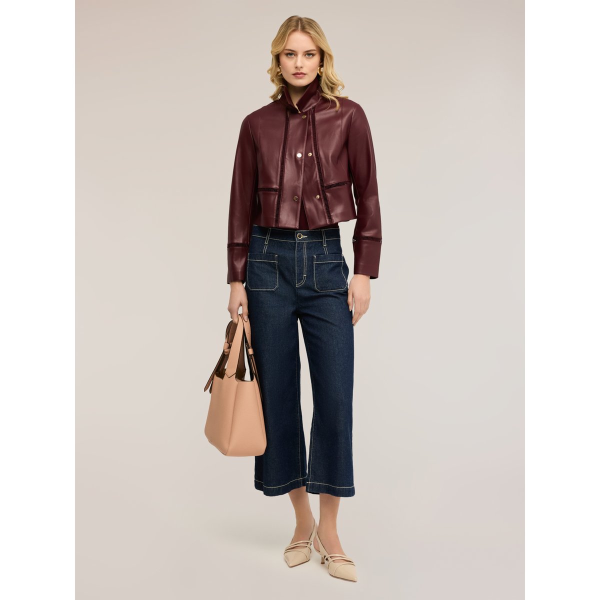 Veste courte avec détails ajourés burgundy, MOTIVI
