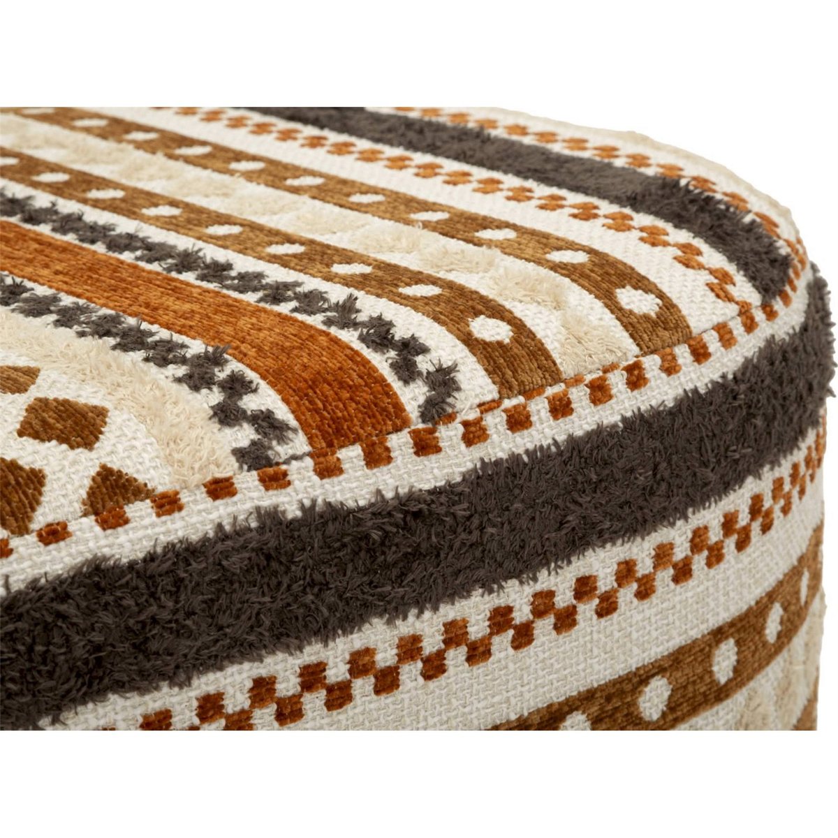 Banc ovale motif ethnique base en bois massif multicolore, RECOLLECTION