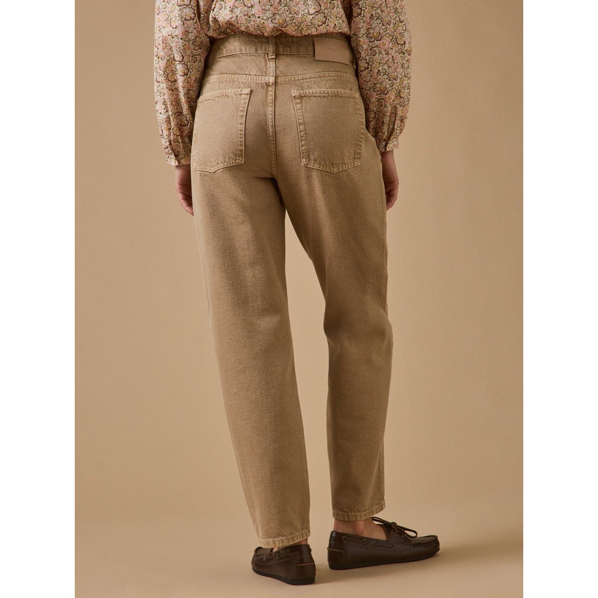 Jean mom Claire coton biologique beige fonce, CYRILLUS