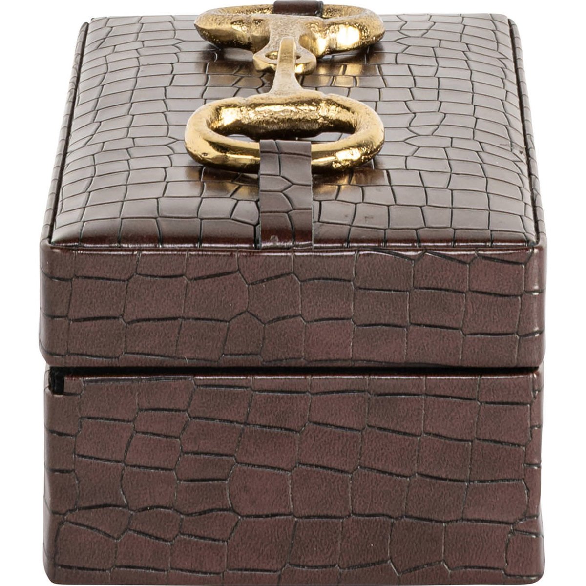 Boîte de rangement effet croco marron foncé et doré, RECOLLECTION