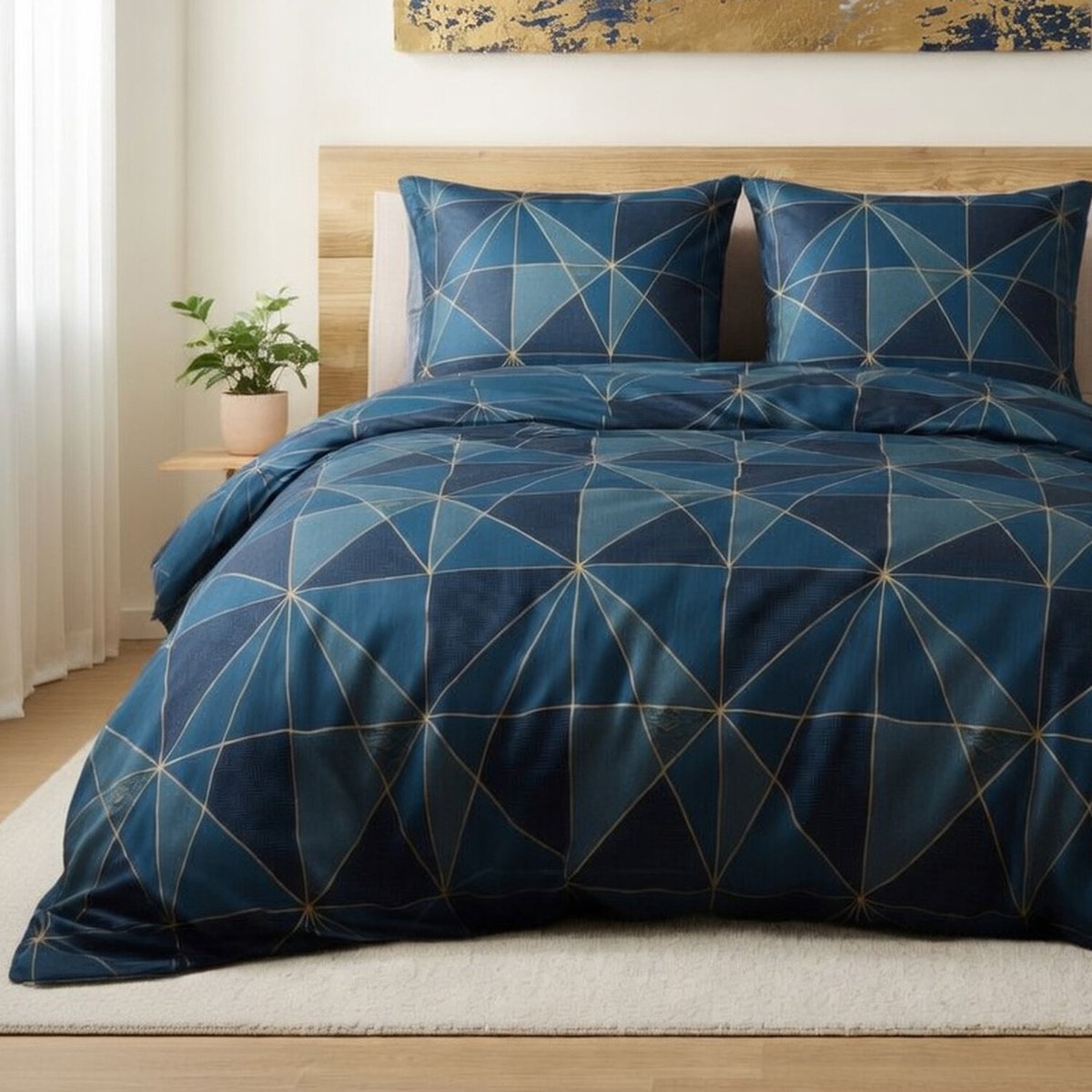 Parure housse de couette avec taie(s) en microfibre motif géométrique, KAEL multicolore, C DESIGN HOME TEXTILE