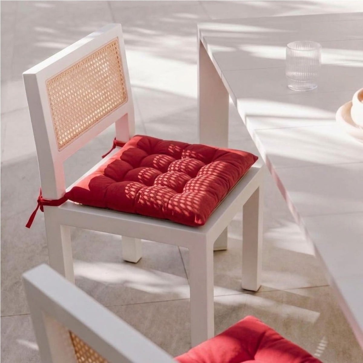 Lot de 4 galettes de chaise 40x40cm rouge, ORNAMI