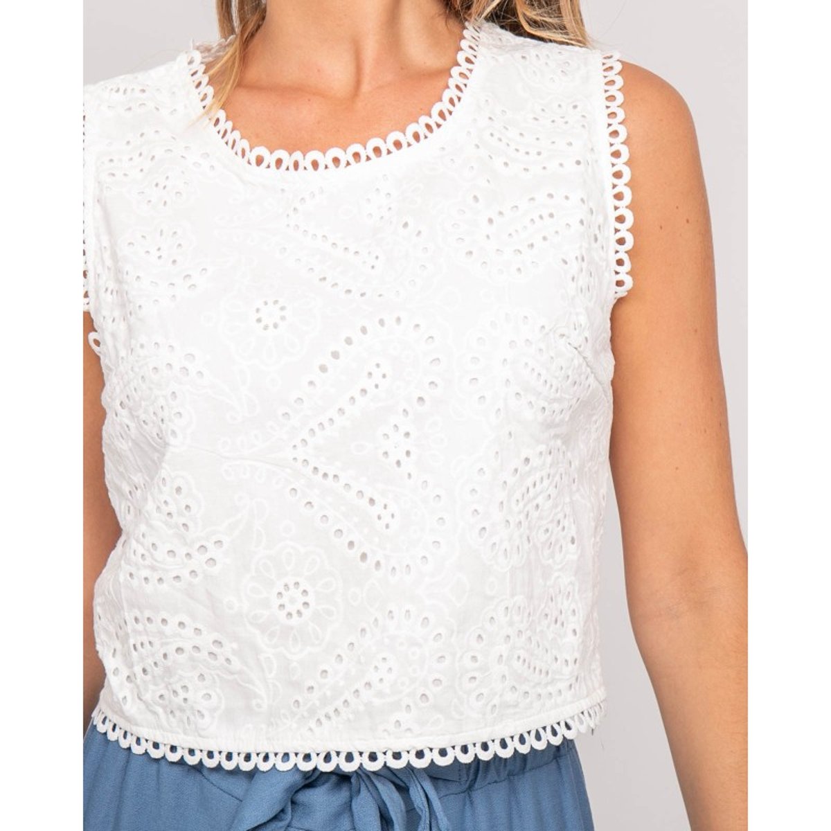 Top Dentelle Fagate blanc, DONA LISA