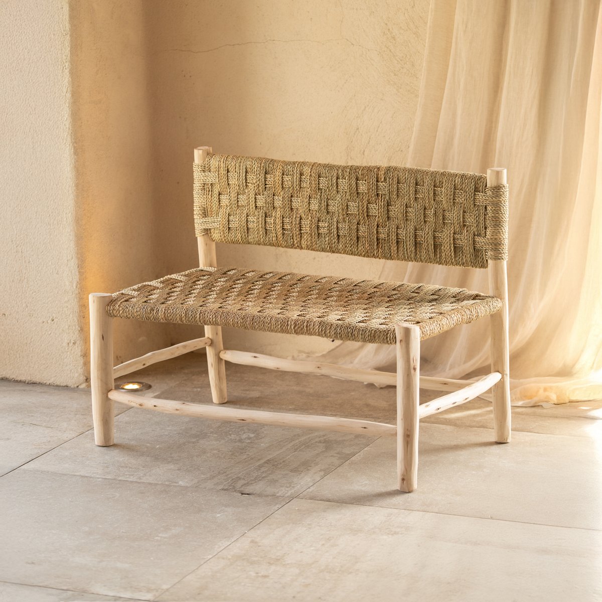 Grande banquette bois Marocaine -  LOJI naturel, HOME MAISON