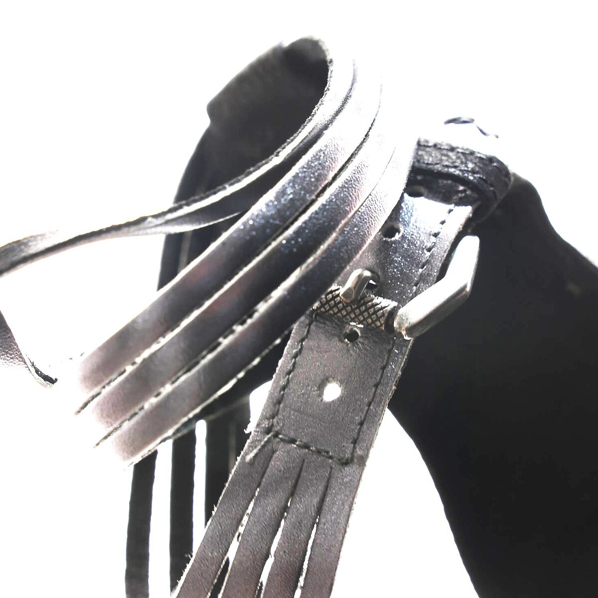 Sandali con zeppa in pelle nero , MJUS