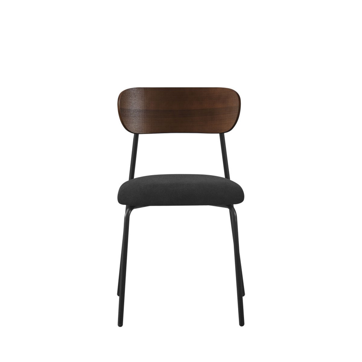 Lot de 2 chaises en bois foncé velours côtelé et métal- JESS noir, DRAWER