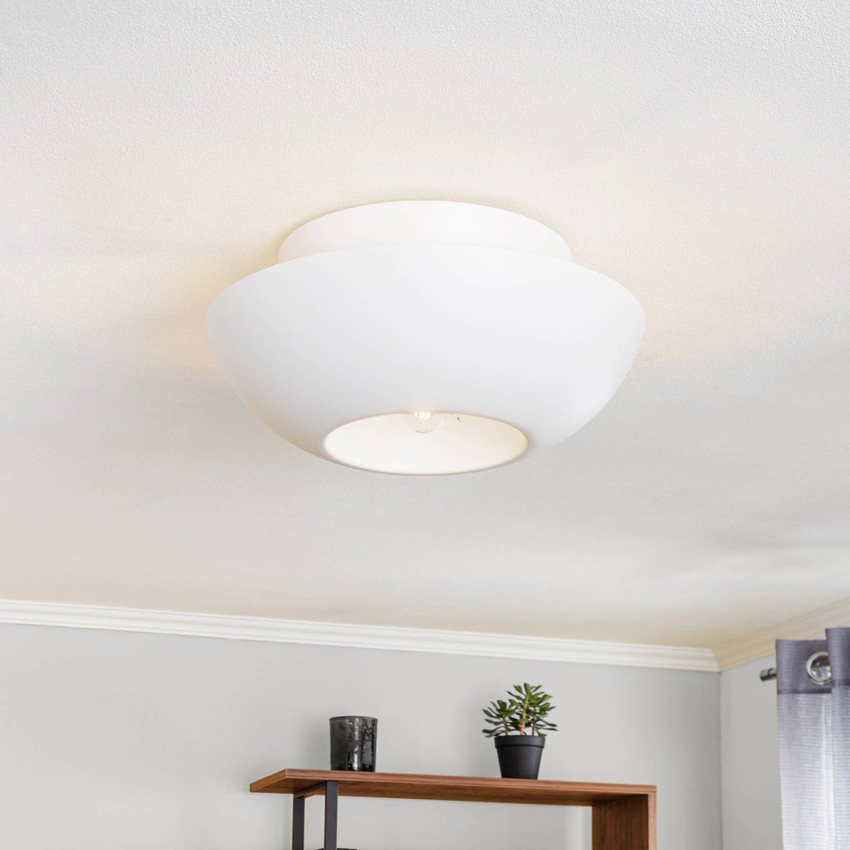 Plafonnier en métal design, Kellina blanc, LUCANDE