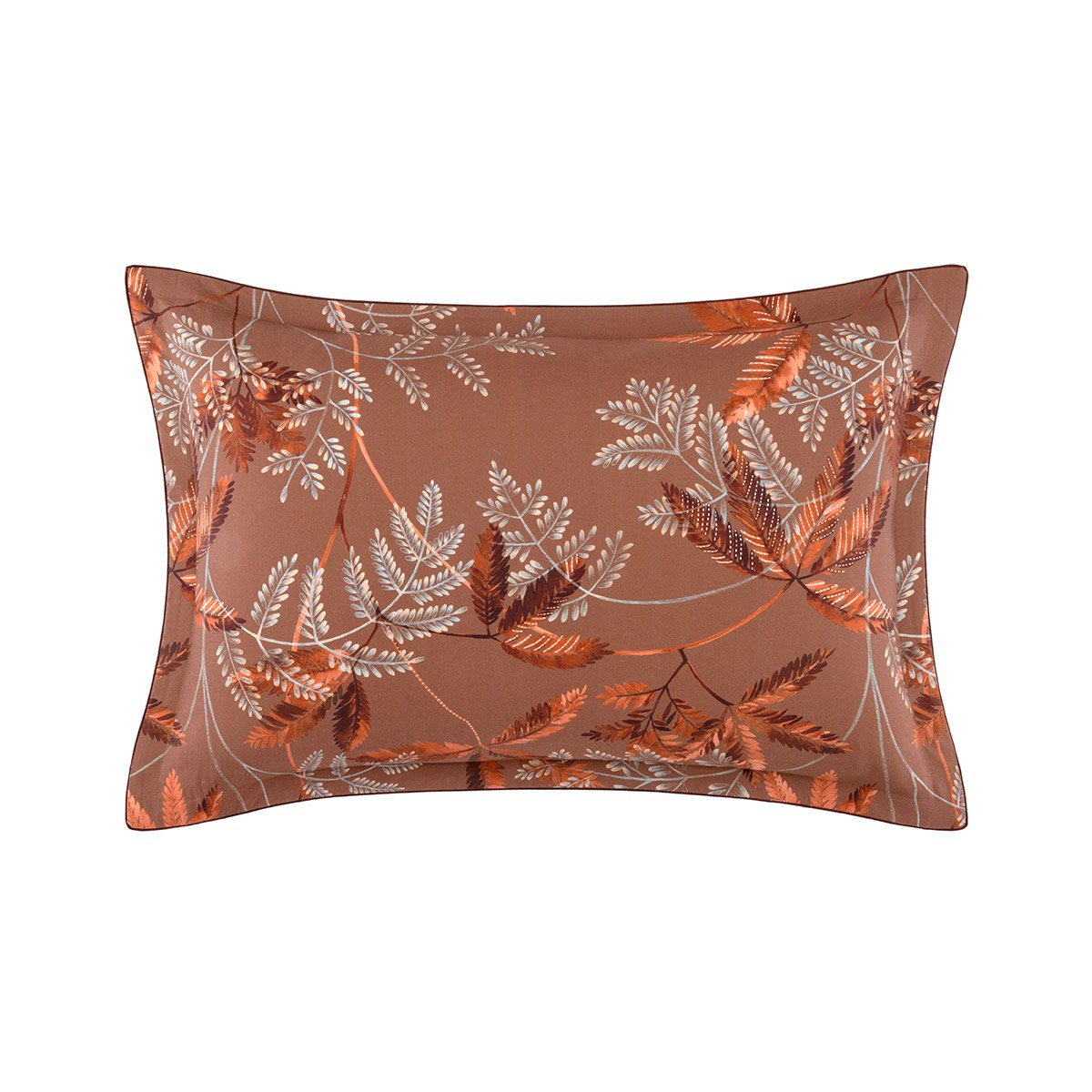 Taie d'oreiller en satin de coton marron, MEAULNES multicolore, DESFORGES