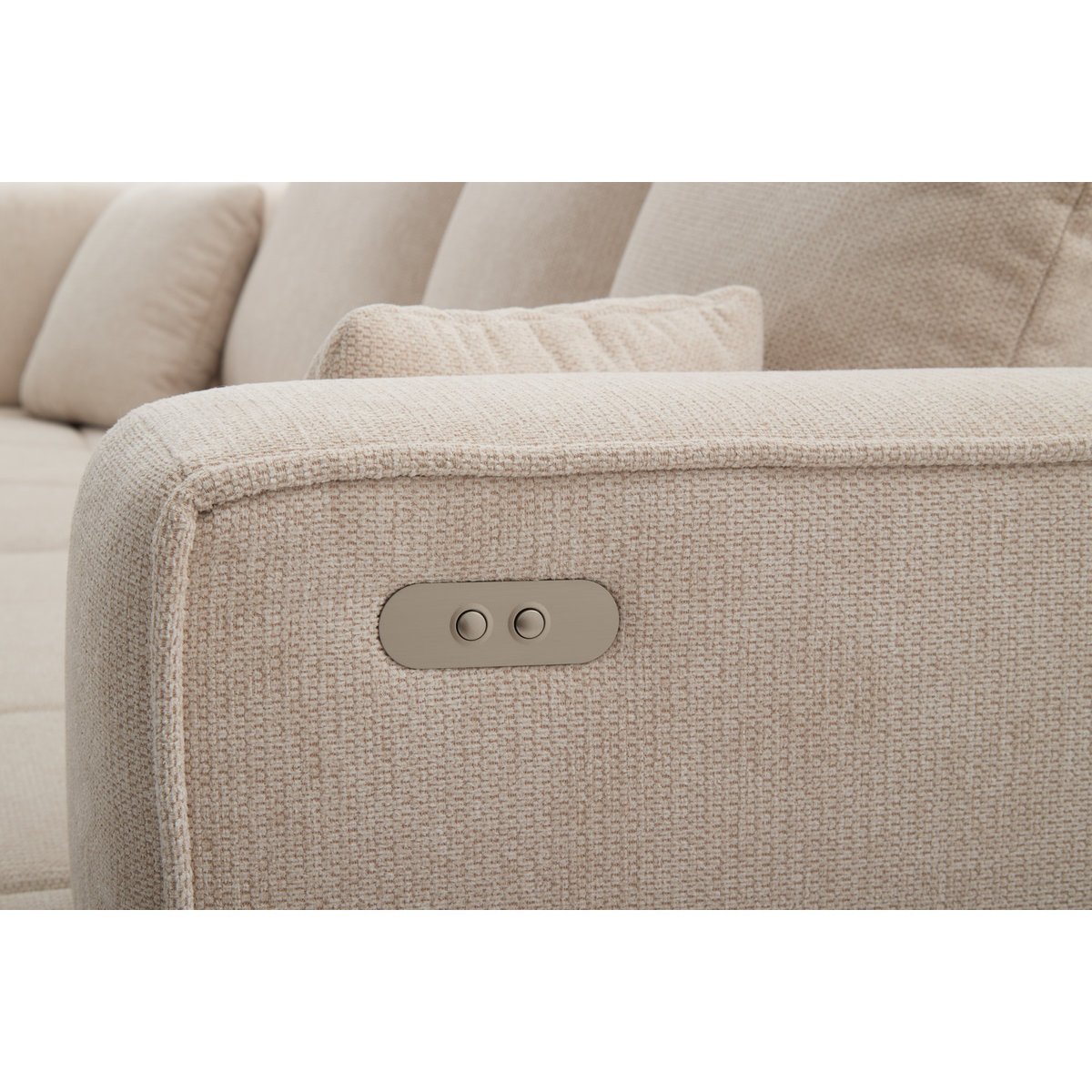 Canapé droit convertible 3 places en tissu lisse, CLOVIS beige, BOBOCHIC