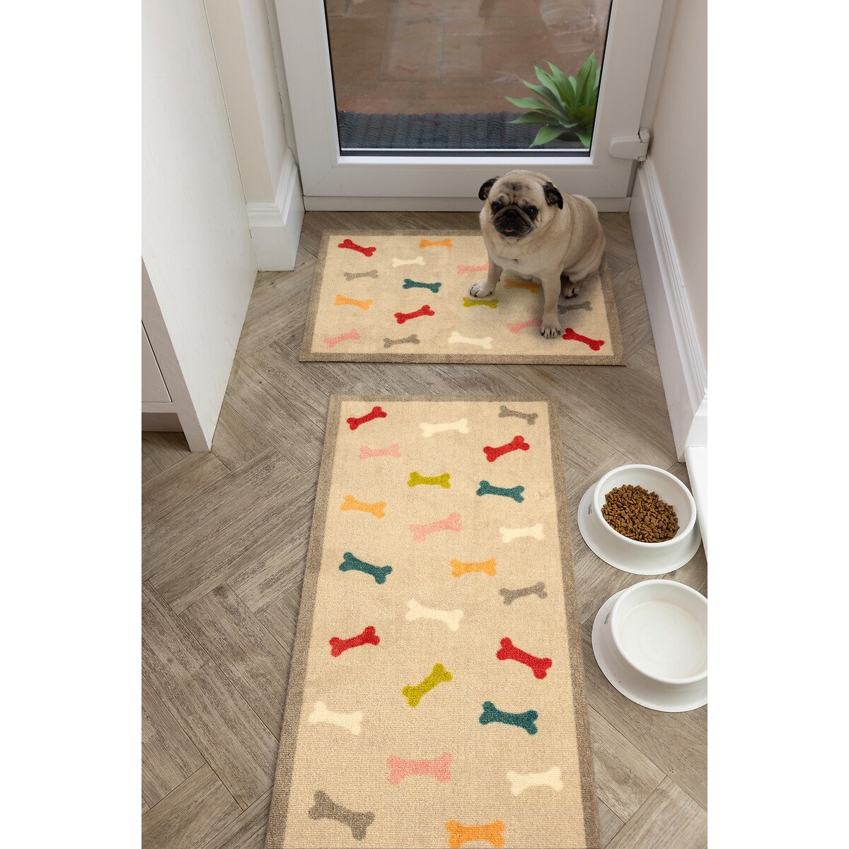 Multi Bones Stain Resistant Pet Runner Mat 50x150cm multi-coloured, HOWLER & SCRATCH