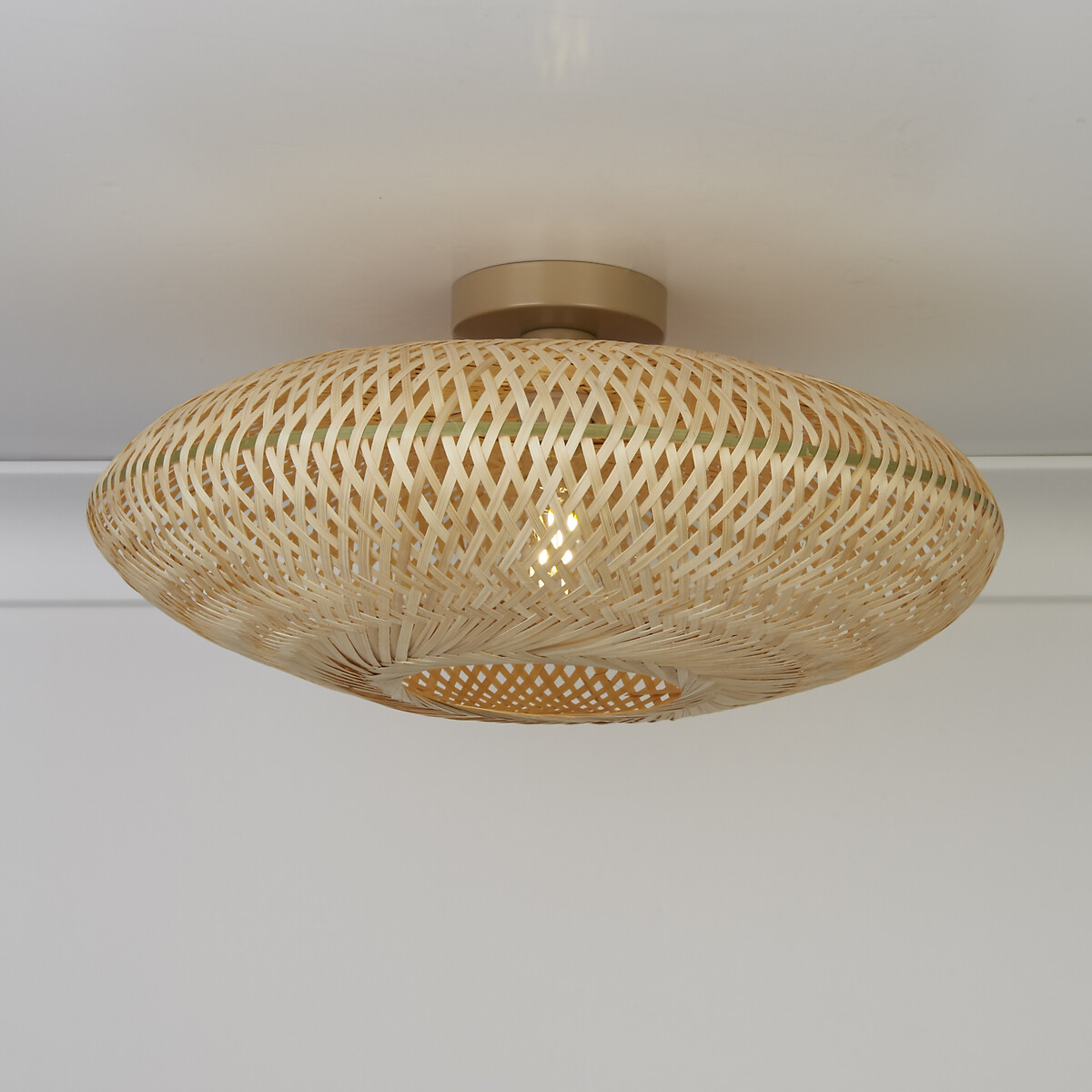 Blanca Rattan Flush Ceiling Light natural, SO'HOME