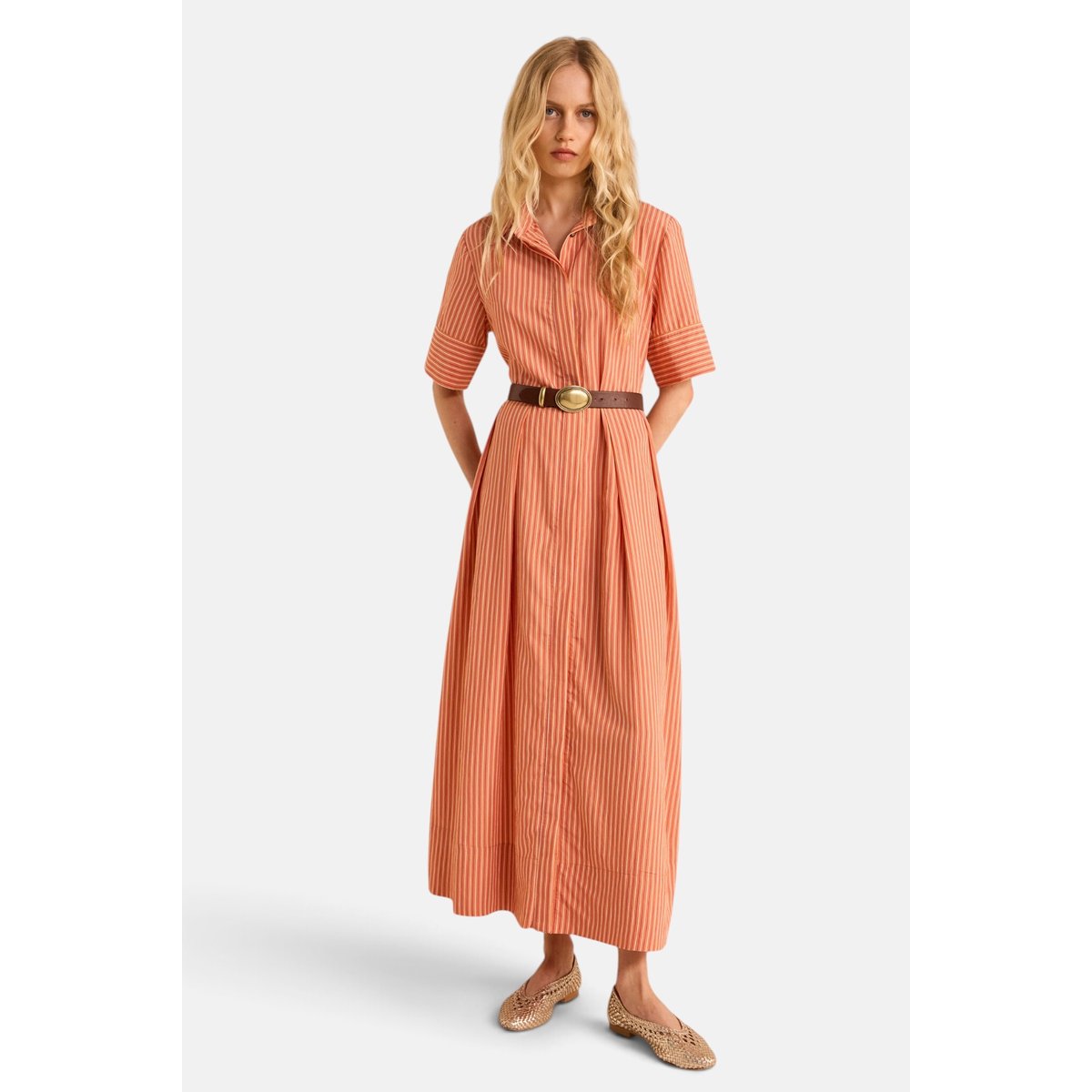 Robe droite à rayures PATRICIA ocre, Maison 123